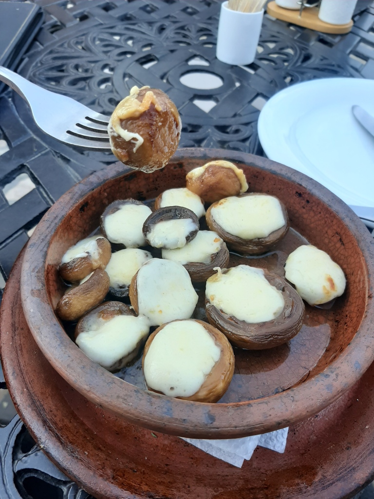 georgian food sulguni cheese stuffed mushrooms