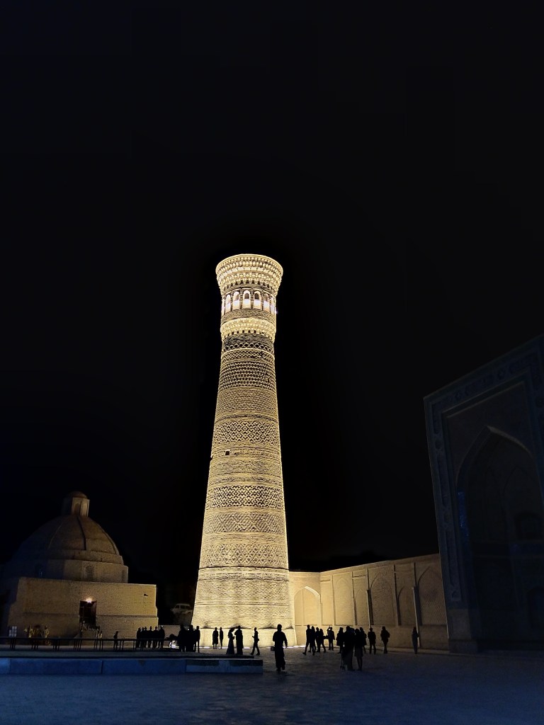 Bukhara tower at night