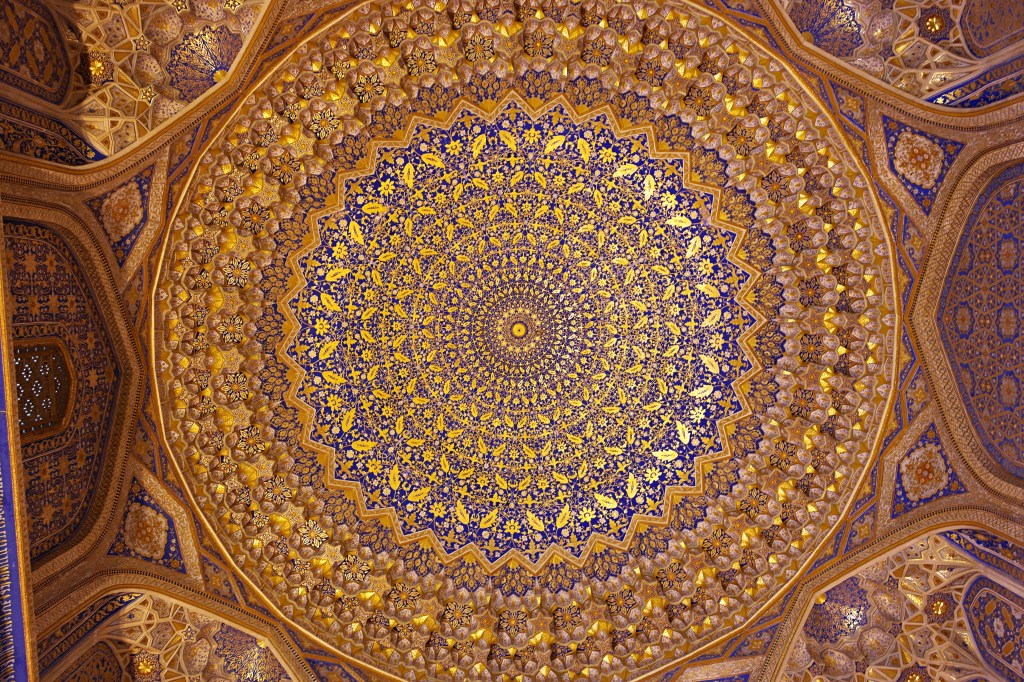 Samarkand Registan Square Golden ceiling Tilya-Kori Madrasah