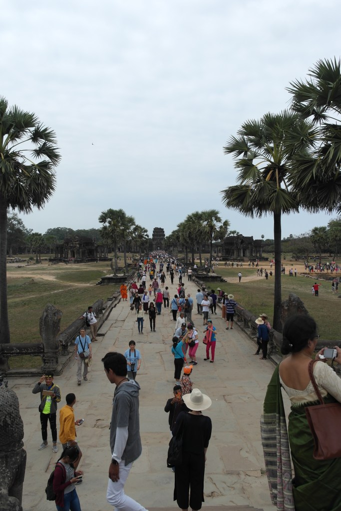 tourist masses in angkor wat cambodia